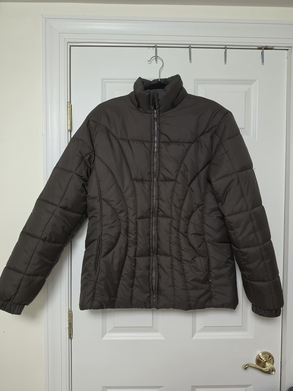 Riding Sport Women's Dark Brown Quilted Jacket - With Detachable Hood